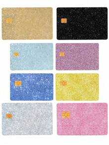 1/2/4Pcs Credit Card Decorative Stickers, High Aesthetics, Glitter Multicolor, Suitable For Card Decoration, Personalized, Bank Card Protection, Card Beautification, Daily Use, Gift For Friends And Family, Daily Gift, Christmas Gift - Multicolor - View 2