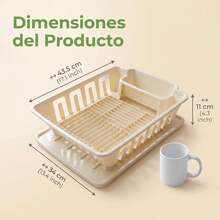 Escurridor de Vajilla Multifuncional FICZOY, Organizador de Platos y Cubiertos con Bandeja de Drenaje, 3 Tonos de Color para Encimera de Cocina - Ver 8