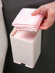 1pc Wall-Mounted Sanitary Napkin Storage Box, Suitable For Home Bathroom, Dust-Proof And Moisture-Proof, With Lid Design, Can Store Sanitary Napkins, Essential For Bathroom Decoration And Storage, Also Essential For School - Multicolor - View 5