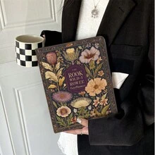 1件復古植物野花書本圖案平板保護殼，復古花卉藝術印花平板外殼，相容 iPad 10代 10.9吋 2022 智慧保護殼/Air 13(M3 2025)/11(A16 2025)/Galaxy Tab S10+/S9/A9，相容 OPPO Pad，相容 MatePad，相容 Vivo Pad，相容 Honor Pad，相容 Xiaoxin Pad - 彩色 - 查看 3