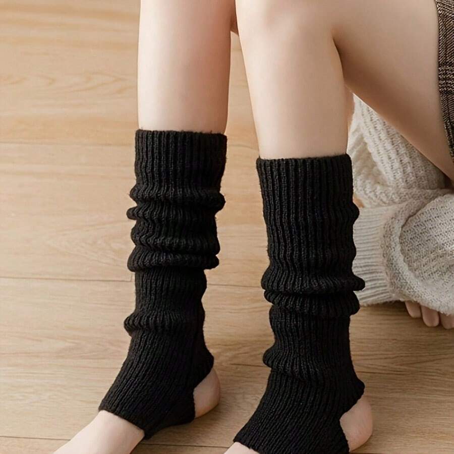 Women's Stirrup Leg Warmers, Slouchy College Style, Versatile, Spring/Autumn/Winter, Fashionable Knit, Minimalist - Multicolor - View 1