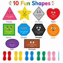 Quixorblex 1 Set Colorful Geometric Shape Felt Lacing Cards, Threading & Shape Matching Felt Kit, Classroom Play Supplies - Multicolor - View 3