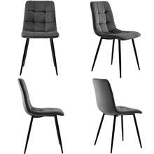Set Of 4 Modern Dining Table Set - 5 Piece Grey - Grey - View 4