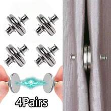 1Pair/2/3/4/5/6Pairs Magnetic Curtain Closure Clips, Light-Blocking Wind-Proof, Tool-Free Installation No Drilling, Reusable - Silver - View 15