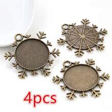 4pcs 25mm Inner Snowflake Pendant Cabochon Blank Base Setting Charms Pendant Bezel Tray DIY Jewelry Making Accessories Findings - Snowflake - View 6