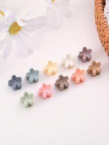 30/50 piezas Pinzas de pelo con mini flores - Múltiples colores disponibles, accesorios de pelo de plástico de unicolor lindos, adecuados para niñas, agarre suave para cabello fino y suave, adecuados para todas las estaciones, uso diario casual - Multicolor - Ver 5