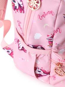 Children's Fashion All-Over Print Casual Small Backpack With Padded Back To Relieve Back Pressure, Cartoon Dinosaur, Unicorn, Bear, Tiger Vibrant Patterns, Loved By Kids, Perfect Gift For Children's Holidays And Birthdays, Casual Backpack - Peach Pink - View 6