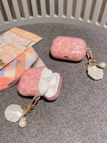 Compatible For AirPods 4 Pro2 3 1/2/3 Shell Pink Leopard Print Earphone Case Luxury Fashion With Shell Pendant - Watermelon Pink - View 7