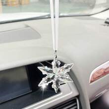 1pc Crystal Snowflake Car Hanging Ornament - Perfect Choice To Capture Sunlight, Holiday Decoration | Exquisite Crystal Snowflake Decor - A - View 1