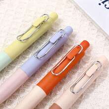 4pcs Macaron Mini Pocket Retractable Gel Pens, Cute Thick Barrel ST Tip Black Ink Writing Pens, Portable Compact Pocket Signature Pens, Aesthetic Cute Style Student Exam Note-Taking Stationery, Suitable For School Office Planner - A - View 5