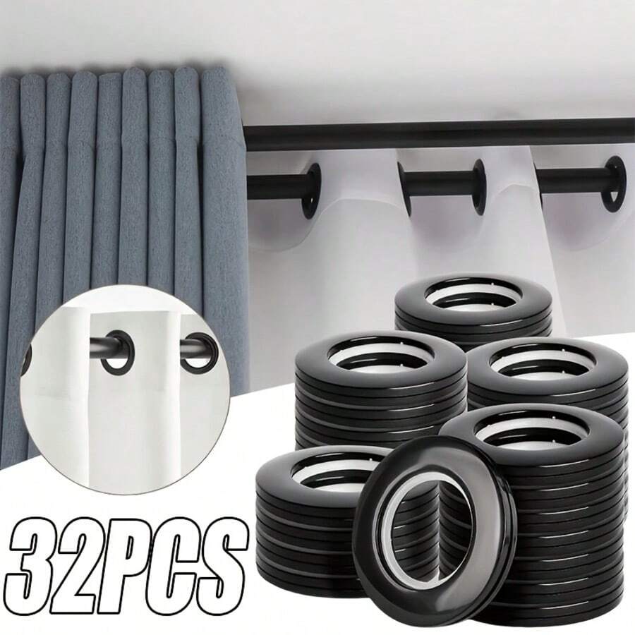 32pcs Curtain Rings, Curtain Grommets, Round Plastic Rings, 40mm Inner Diameter, Quiet Low Noise Curtain Rings, Suitable For Hanging Curtains On Windows - Multicolor - View 1