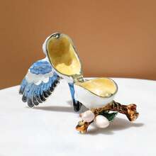 SUSUZUKU 1pc Creative Gift Metal Enamel Crafted Bird Jewelry Box, Unique Birthday/Valentine's Day Gift, Blue Bird Jewelry Box, Metal Enamel Creative Ring Necklace Earring Storage Box, Magpie Decorative Box - Little Flying Bird - View 2