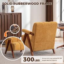 Bouclé Armchair Yellow With Wooden Frame - 黃色 - 查看 5