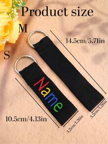 1pc Customized Embroidered Name Keychain, Personalized Key Ring, Custom Embroidered Key Chain, Customizable Birthday Gift, Black, White, Holiday Gift, Back To School, Letter Pattern, Bag Charm - Style a - View 3