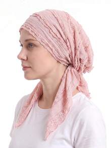 Pre‑Tied Crinkle Lace Head Wrap For Women, Soft Breathable Turban Scarf, Stylish Lightweight Head Cover For Daily Use - Color - View 21