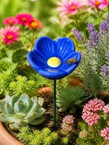 Garden Bee Water Cup, Flower-Shaped Bee Waterer, Resin Simulated Forget-Me-Not, 1/5pcs, Desktop Ornament, Garden Decoration, Suitable For Outdoor Garden,Party Decoration, Garden Supplies, Outdoor Decoration - Multicolor - View 6