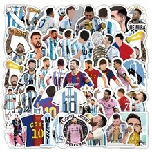 FIFA 50Pcs Messi Football Stickers, Argentina No. 10 Jersey, Trophy, Celebration & Player Graphics For DIY Scrapbook Decoration And Soccer Fans - Multicolor - View 1