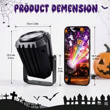 LED Halloween Projector Light 360° Dynamic Projection Smart Lamp, Includes Pumpkin, Ghost, Skeleton, Spider Patterns, Creates Wall & Ceiling Atmosphere Night Light, USB Powered Festival Party Home Decor Light - Black - View 3