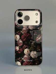 GIIPPA 1件裝玫瑰圖案設計手機殼，適用於Phone 17 Pro Max，相容Phone 16 Pro Max、15 Pro Max、14 Pro Max，韓系高端時尚趣味手機殼，相容11/12/13/14/15/16 Pro Max Plus，優雅設計男女皆宜，聖誕節、情人節、復活節、婚禮季與生日送女友的完美禮物 - 黑色 - 查看 2