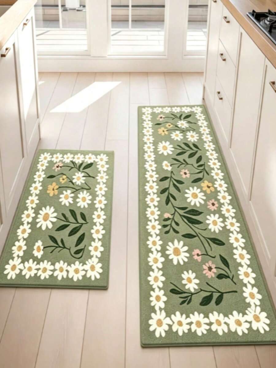 1 Stück Gänseblümchen Ditsy Blumen Dekorativer Teppich, Schlafzimmer Dekoration, Bodenmatte, Teppich, Heimdekoration, Wohnzimmer Teppich, Kleiner Wohnzimmer Teppich, Schlafzimmer Teppich, Wohnzimmer Heimdekoration, Outdoor Teppich, Waschbarer Teppich - Verschiedenfarbig - Übersicht 1