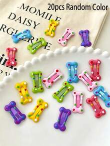 20Pcs Cute Polka Dot Bone Shape Pet Hair Clips, Mini Colorful Dog Hair Barrettes, Small Puppy Grooming Hair Accessories, Random Color Pet Decorative Hair Pins For Yorkshire Teddy Small Dogs - Multicolor - View 9