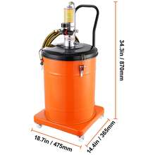 Grease Pump, 10.5 Gallon 40L Air Operated Grease Pump With 13 Ft High Pressure Hose And Grease Gun, Pneumatic Grease Bucket Pump With Wheels, Portable Lubrication Grease Pump 50:1 Pressure Ratio - 10 Gallons - View 10