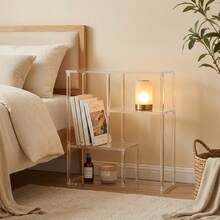 1PC Transparent Acrylic Bookshelf, 19.68x5.9x23.6 Inches, Multi-Layer Staggered Bookshelf And Asymmetrical Storage Rack, Modern Small Coffee Table, Suitable For Living Room, Bedroom, Sofa Side And Home Decor - Transparent - View 7