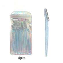 8pcs Mini Manual Crystal Handle Safety Net Anti-Scratch Makeup Eyebrow Trimmer, Portable Eyebrow Shaver And Hair Removal Razor, Face Razor, Wax Hair Removal, Shaver For Women - Multicolor - View 10