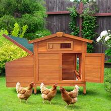 Raised Coop With Wooden Nesting Box, Protects Chickens From Predators And Is Easy To Clean - Gold - View 2