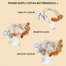 1pc 10/20/40 LED Halloween Pumpkin Ghost Skeleton Hand String Lights, Warm Light Battery Powered Spooky Fairy Lights For Table Window Mantel Bedroom Halloween Party Haunted House Decoration - Warm White - View 9