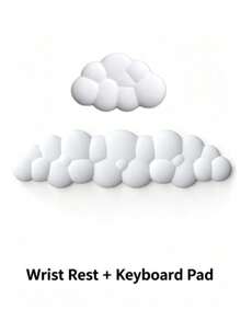 2pcs Cloud Shaped Keyboard & Mouse Wrist Rest Set, Made Of High Resilience Slow Rebound Material, Suitable For Home Desk And Office Workstation, Effectively Cushions Wrist Pressure, Provides Comfortable Wrist Support - View 10