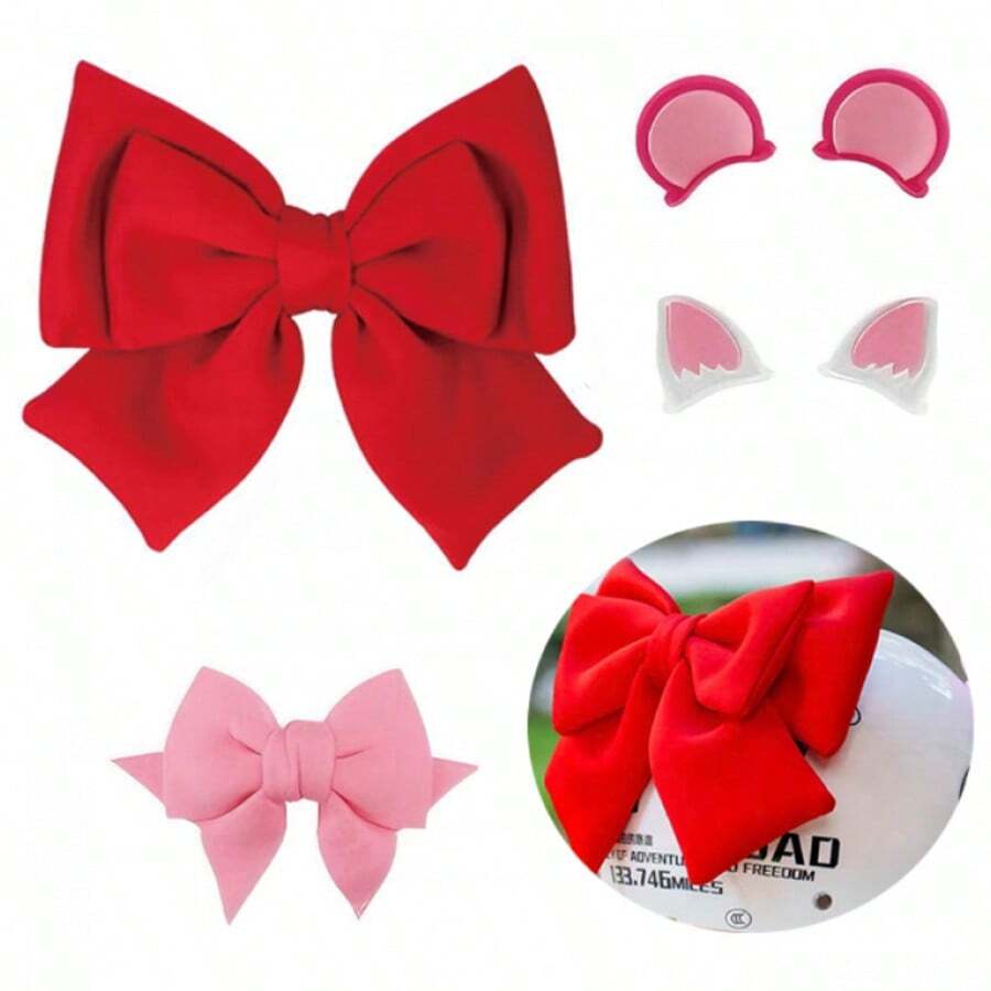 Set Dekorasi Helm, Aksesori Pita Helm Motor yang Modis, Perekat Diri yang Lucu, Dekorasi Spion yang Elegan, Cocok untuk Mobil dan Motor
