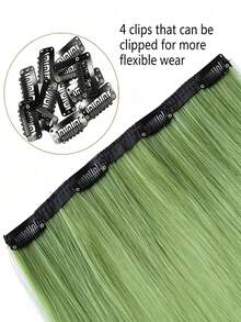 3pcs Women's Synthetic Long Straight Rainbow Hair Extensions, Halloween Dual-Tone Highlight Invisible Hair Pieces, Clip-In Hair Extensions, Ear-Hanging Hair Pieces, Highlight Hair Extensions, One-Piece Dopamine Colorful Gradient Hair Extensions, Seamless Volume Hair Extensions - Multicolor - View 7