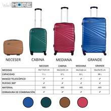 Well Home 4-Piece Hard-Shell Luggage Set ABS, Electric Blue Colour, Multidirectional Wheels, Combination Lock - Electric Blue - View 6