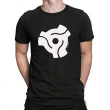 Quality Cotton T-Shirt For Men, Shaft Adapter For LP Vinyl Records, RETRO Music - Shape - View 1