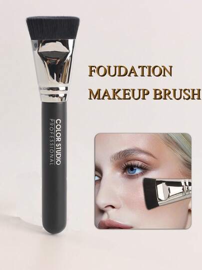 Premium Foundation Brush, Contour Brush Professional Makeup Tool, Lacquered Wooden Handle, High-Density Bionic Bristles, Electroplated Luxury Metal Gloss Copper Tube, Soft Nylon Bristles, Fragrance-Free, Stick Shape, Suitable For All Skin Types, Portable Travel Beauty Tool, Holiday Gift
