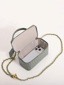 Tie-Dye Polka Dot Handheld Box Bag Versatile Zipper Small Square Bag Chain Shoulder Crossbody Bag Suitable For Commuting And Shopping - Green - View 9