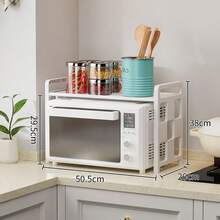 1pc Double-Layer Microwave Oven Rack, Detachable And Stackable Kitchen Storage Rack, Countertop Organizer, Perfect For Kitchen Storage, Kitchen Utensil Storage, Kitchen Decoration, And Dining Room Decoration. - Multicolor - View 14