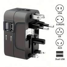 Travel Adapter, Worldwide All In One Universal Travel Adaptor AC Power Plug Adapter Wall Charger With USB-C And USB-A Charging Ports For USA EU UK AUS Black - 黑與白 - 查看 5