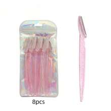 8pcs Mini Manual Crystal Handle Safety Net Anti-Scratch Makeup Eyebrow Trimmer, Portable Eyebrow Shaver And Hair Removal Razor, Face Razor, Wax Hair Removal, Shaver For Women - Multicolor - View 11