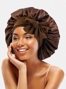 1pc Women's Satin Ribbon Sleep Cap Adjustable Tie Headscarf Beauty Hair Care Bonnet Suitable For Daily Use - Multicolor - View 8