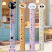 1pc Assorted Colors, Cute Pet Head Straight Ruler, Cartoon Animal Scale Ruler, Fun Illustration Ruler, Schoolwork Measurement And Marking, Planner Layout Positioning, Halloween Handmade Cutting Assistant, Christmas Card Drawing, Back To School Drawing, School Season Diagram Annotation, Desktop Drawing, Creative Crafting - Multi-color - View 4