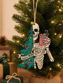 1pc Halloween Skull Hanging Ornament Gothic Style Christmas Pendant Decor Horror Skull Holiday Accessory Novel Holiday Decoration Home Decor Halloween Decoration Indoor Entryway Home Party Dark Season Atmosphere Hanging Ornament Car Hanging Decoration Gift - D - View 5