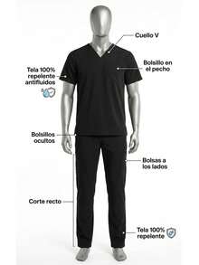 Uniforme Quirurgico Repelente   Todo    Regular    Bolsillo    modelo Valentin para Caballero - Blanco - Ver 3