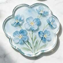 1/4PCS Watercolor Floral Acrylic Coasters, Asymmetrical Flower Transparent Heat-Resistant Coasters. Cherry Blossom, Forget-Me-Not, Rose Pattern Waterproof Tea Cup Coasters, Ins New Style Coasters, Heat-Resistant Coaster Set, Protect Tabletop From Hot Drinks, Cups And Plates Contamination - , Suitable For Office, Restaurant, Cafe - Multicolor - View 14