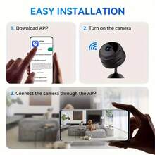 2pcs Mini Wireless Security Camera, Indoor Camera, Car Office Camera, Portable Magnetic Clip Design, Real-Time Viewing, Rotating Base, Rechargeable Recording, Loop Recording, Suitable For Home, Car, Office And Other Scenes, Only Supports 2.4G WiFi Connection, Does Not Support 5G WiFi - Black - View 5