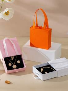 1pc Luxury Jewelry Storage Box, Portable Handheld Drawer Style Gift Box, Multi-Layer Necklace Ring Bracelet Organizer, High-End Decorative Jewelry Packaging Box - Multicolor - View 2