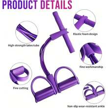 Foot Pedal Resistance Band Home Fitness Elastic Rope, Thickened Multi-Tube High Elasticity, Non-Slip Foam Handle & Foot Pedal, Abdominal Toning, Waist Slimming, Arm & Leg Workout, Home Yoga Shaping, Dorm Indoor Exercise, Unisex Multi-Function Abdominal & Leg Training Resistance Tool - Multicolor - View 10