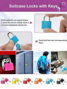 Portable Padlock With Key, Colorful Plastic Shell Metal Lock, School Supplies, Travel Vacation Cruise Essential Accessory, Women's Back To School Season - Multicolor - View 4