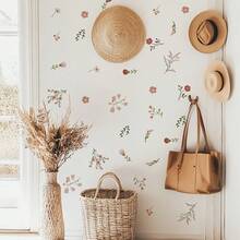 1pc Rustic Painted Floral Wall Sticker - Bohemian Pastoral Style Home Bedroom Room Wall Decoration Decal - Multicolor - View 4